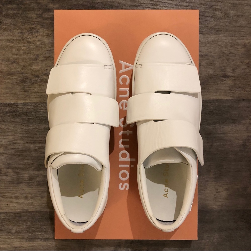 Acne Studios triple strap leather white sneakers